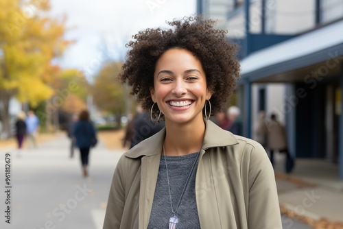 Happy female employee smiling