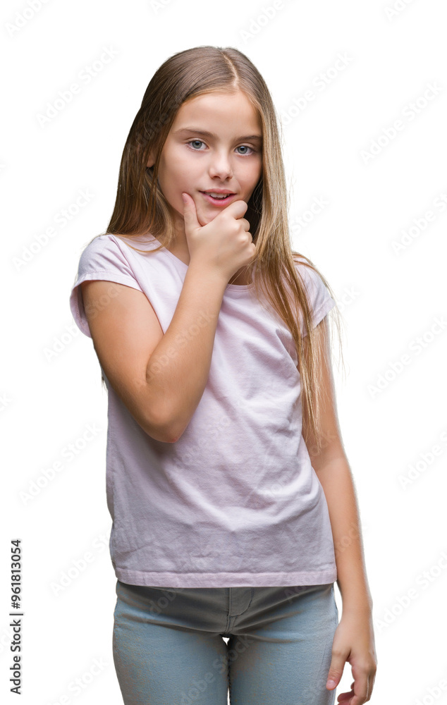 Young beautiful girl over isolated background looking confident at the camera with smile with crossed arms and hand raised on chin. Thinking positive. Young beautiful girl over isolated background looking confident at the camera with smile with crossed arms and hand raised on chin. Thinking positive.
