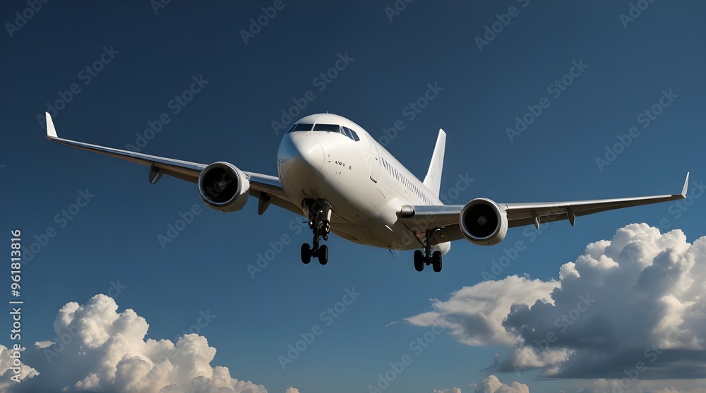 Obraz premium white airplane on a blue.generative.ai