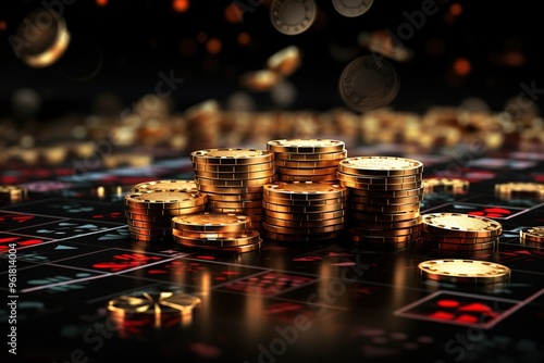 Play chips in a casino illustration