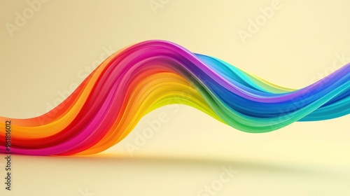 Abstract Rainbow Wave on a Yellow Background photo