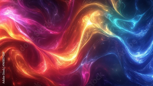 Abstract Swirling Nebula with Vibrant Colors and Glowing Lines