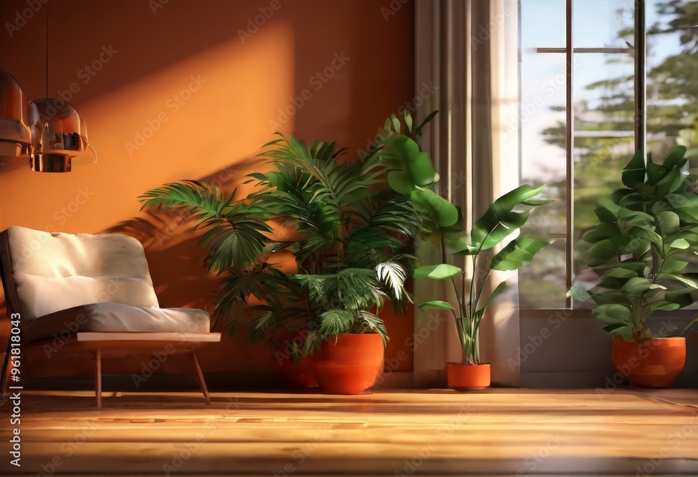 chair and plant in room chair and plant in room
