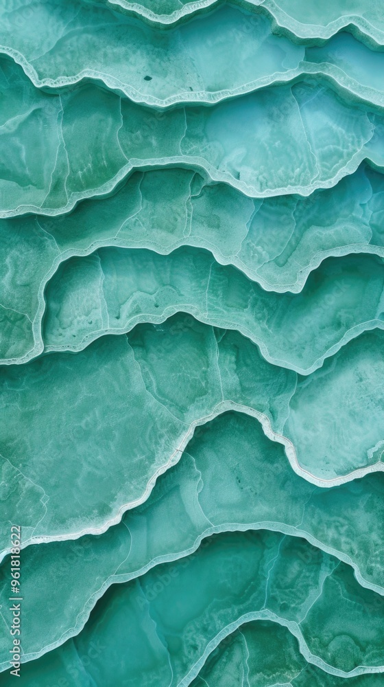 A series of green waves that appear to be made of ice