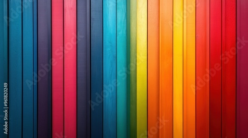 Vertical Wooden Planks Painted in Rainbow Colors photo