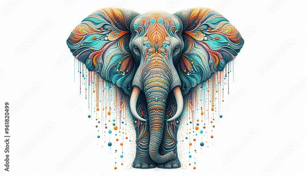 Obraz premium an elephant painted with colorful paints