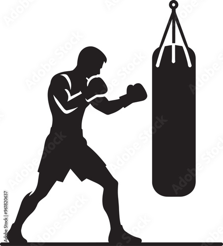 A strong boxer silhouette vector illustration isolated on a white background