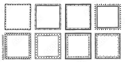 Hand drawn decorative geometric frames