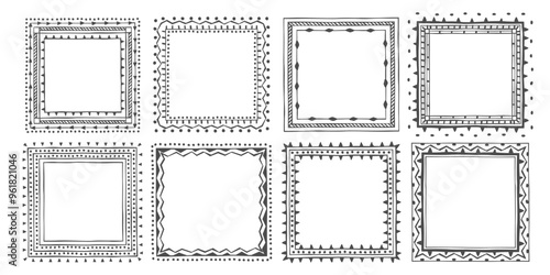 Hand drawn doodle decorative frames