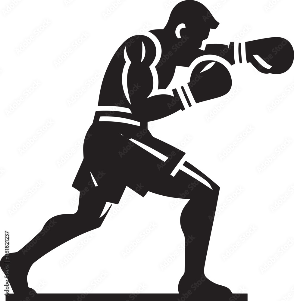 A strong boxer silhouette vector illustration isolated on a white background A strong boxer silhouette vector illustration isolated on a white background