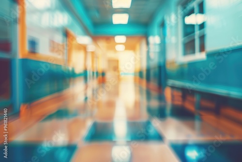 Wallpaper Mural Blurred school classroom background, soft abstract focus on desks and learning space. Torontodigital.ca