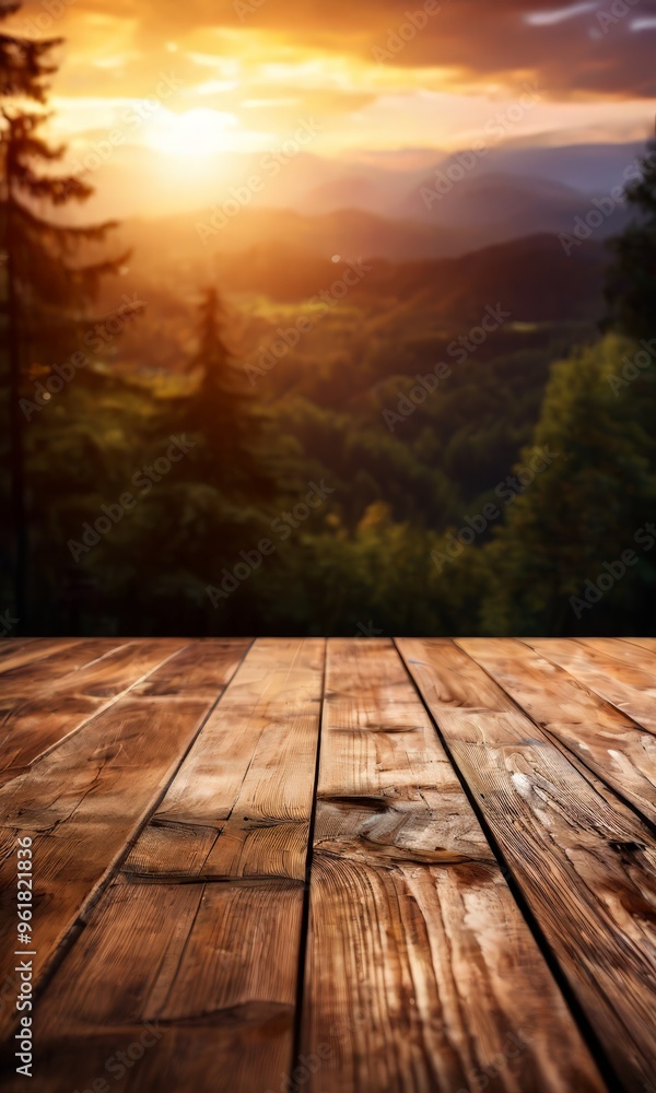 wooden table with view the mountains wooden table with view the mountains