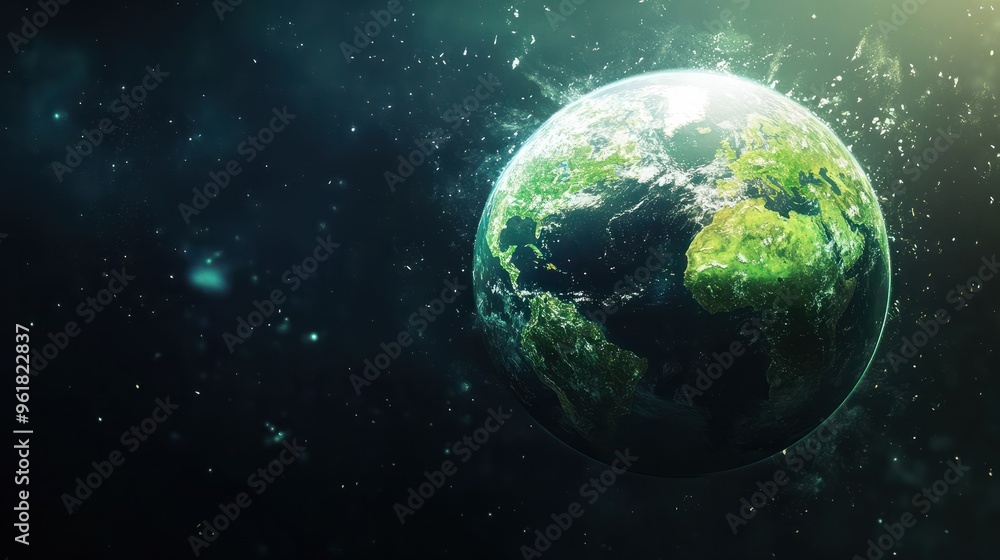 green planet Earth on background with copy space, ecology concept green planet Earth on background with copy space, ecology concept