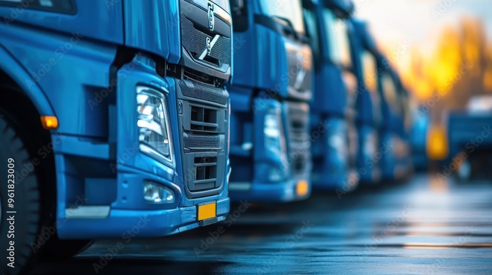 Naklejka premium Trucks lined up in a row