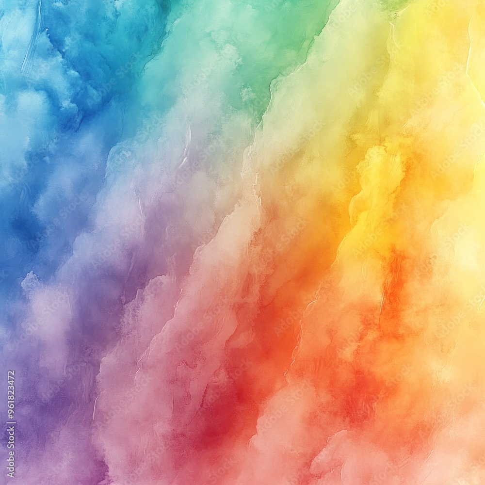 Naklejka premium Abstract Watercolor Background with Blue, Green, Yellow, Red and Orange Hues