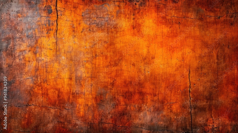 The orange background has a rough texture and he is aged The orange background has a rough texture and he is aged