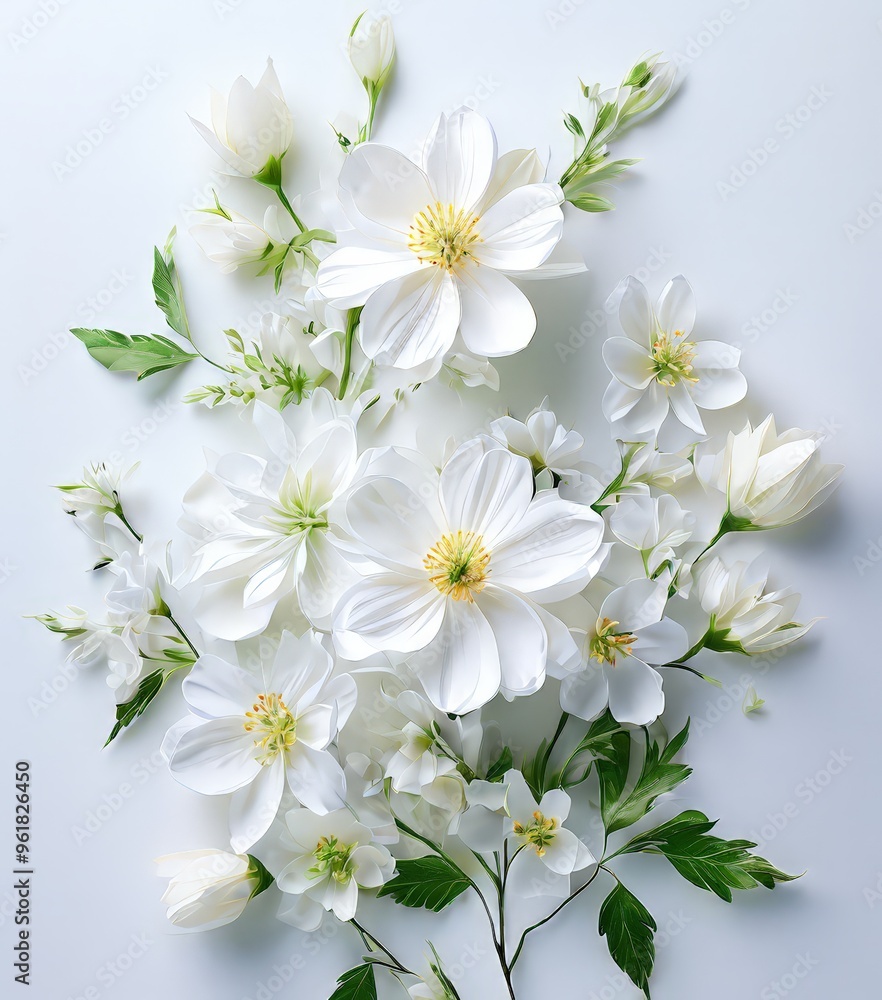 Obraz premium bunch white flowers on blue background