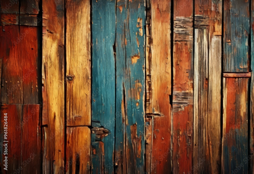 wooden wall with blue and red paint wooden wall with blue and red paint