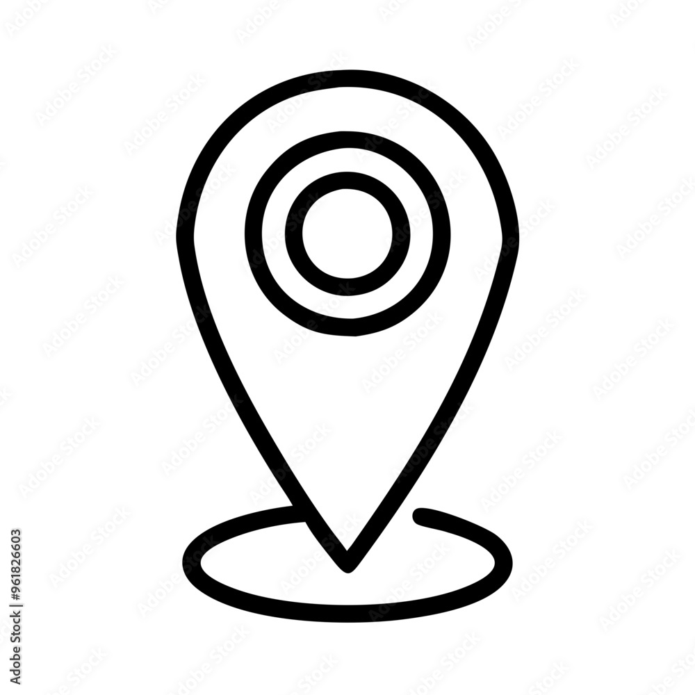 Location pin icon in simple black line art, navigation symbol Location pin icon in simple black line art, navigation symbol