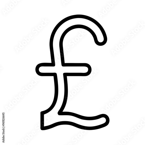 Pound currency symbol in simple black line art, minimalist design
