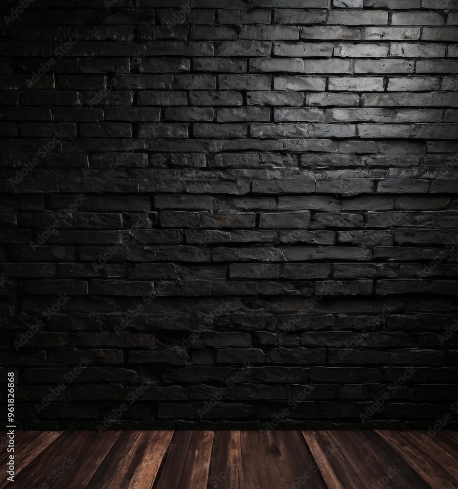 dark brick wall with wood floor and lighting dark brick wall with wood floor and lighting