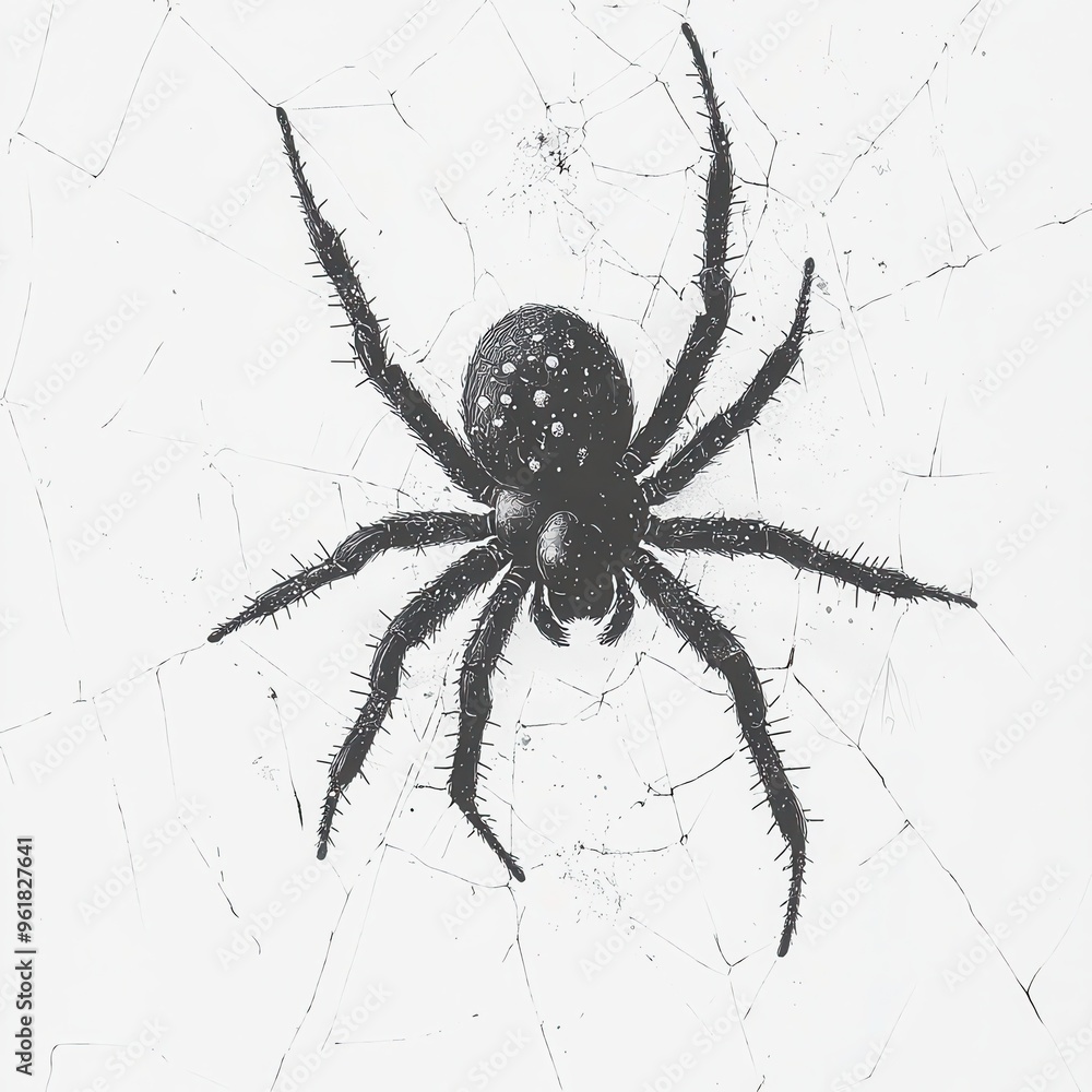 Big black spider standing on a cobweb illustration Big black spider standing on a cobweb illustration