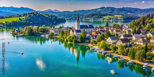 Scenic view of Velden am W?rthersee in K?rnten, Austria , Velden am W?rthersee, K?rnten, Austria