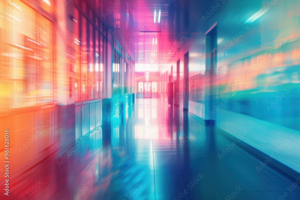 Blurred abstract school background, soft focus on classroom interior and desks Blurred abstract school background, soft focus on classroom interior and desks