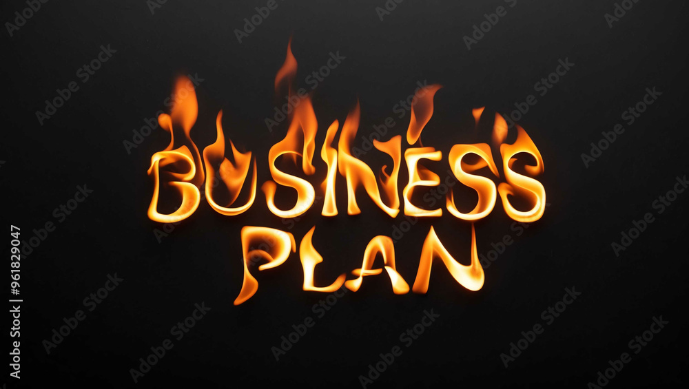 business plan word made of fire flame on black background business plan word made of fire flame on black background