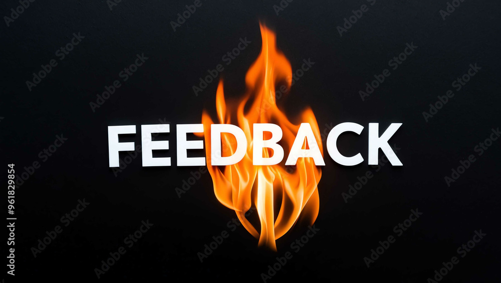 feedback word made of fire flame on black background feedback word made of fire flame on black background