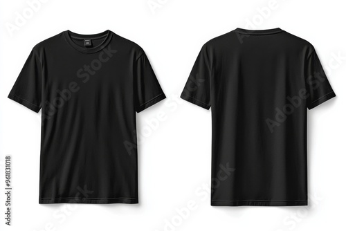 Black Tshirt Mockup Front and Back Isolated created with Generative AI