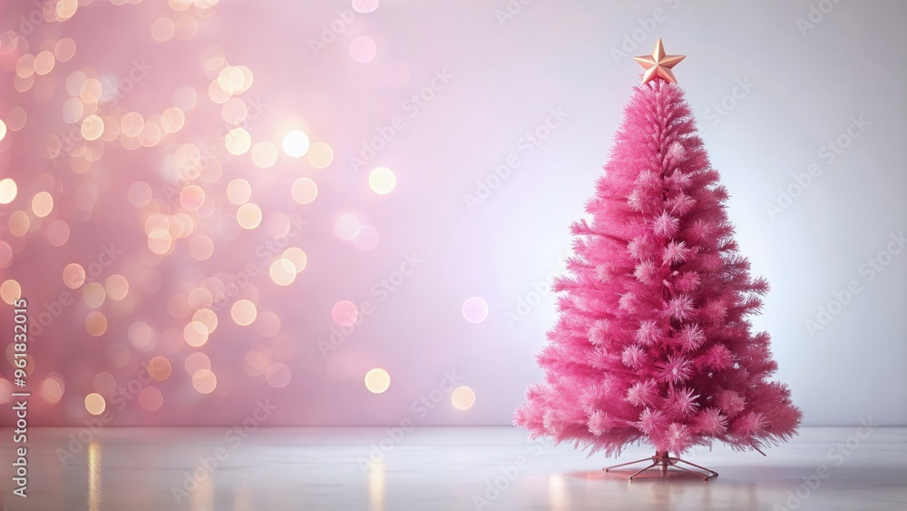 Pink Christmas tree on soft light background, pink, Christmas, tree, soft, light, background, holiday, decorations, festive, pastel Pink Christmas tree on soft light background, pink, Christmas, tree, soft, light, background, holiday, decorations, festive, pastel