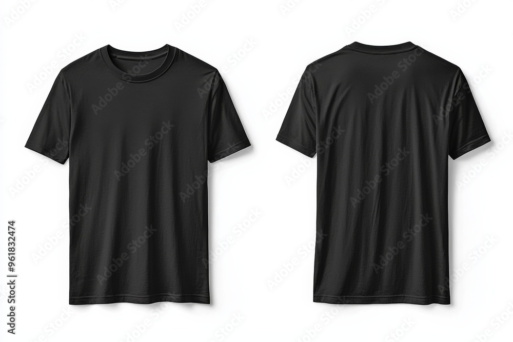 Black Tshirt Mockup Front and Back Isolated created with Generative AI Black Tshirt Mockup Front and Back Isolated created with Generative AI