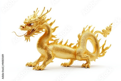 Golden dragon isolated on white background