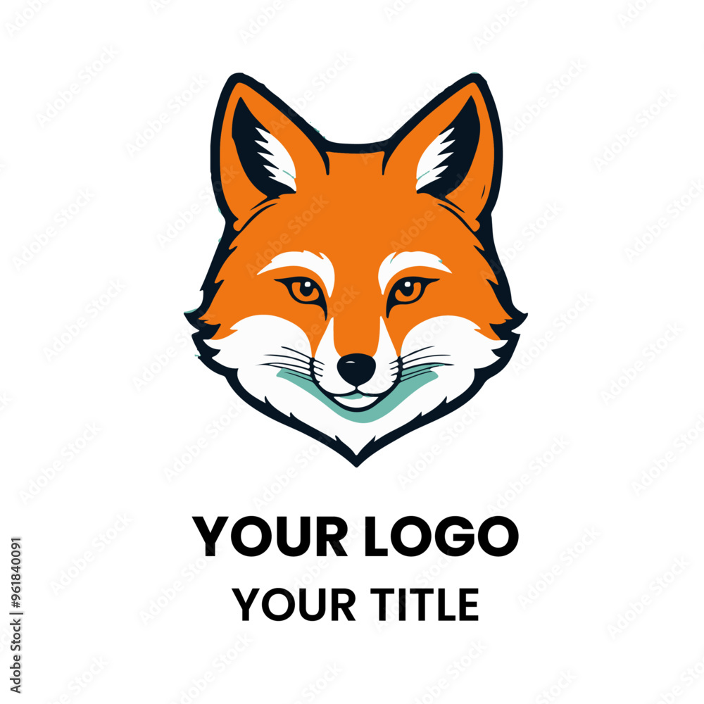 Obraz premium A modern, eye-catching logo featuring a stylized orange fox