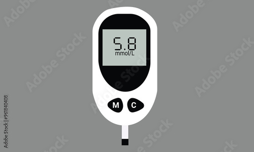 Set blood glucose meters and tonometers in cartoon style. Vector illustration. pressure measurement. Blood sugar test device. Glucometer isolated on a white background.   