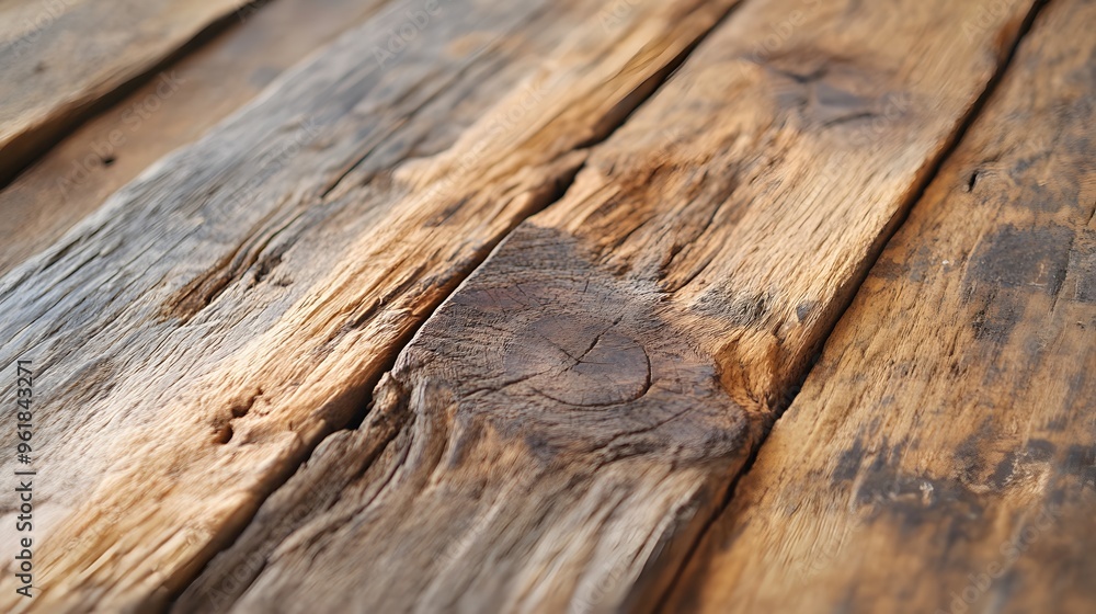 Obraz premium 46. Rough, hand-hewn wooden planks with natural knots