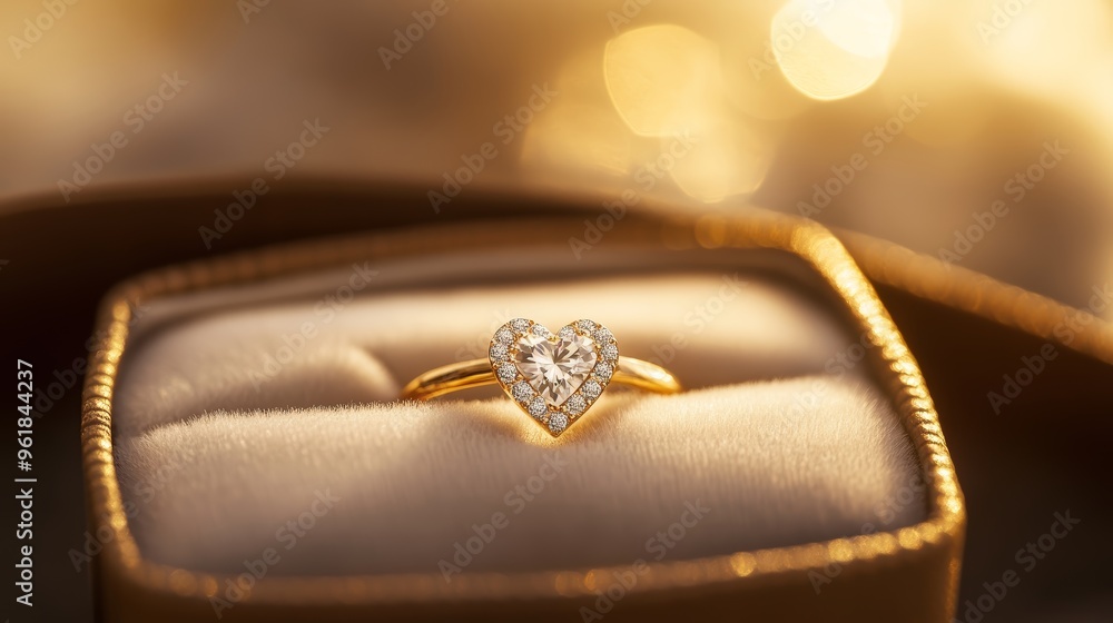 Valentine's Day Ring Box with Heart-Shaped Diamond Ring Valentine's Day Ring Box with Heart-Shaped Diamond Ring