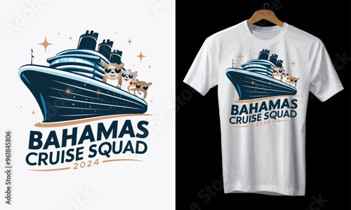 bahamas cruise ship2024 t-shirt design illustration