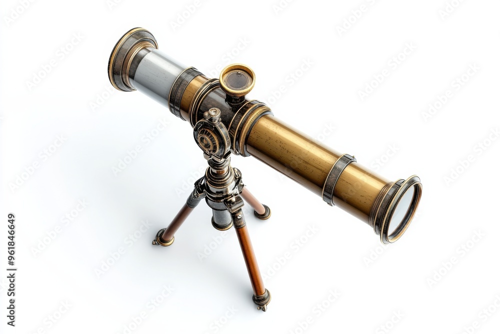 Telescope Isolated Against White Backdrop Telescope Isolated Against White Backdrop