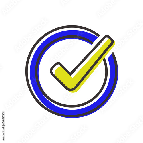 Illustrative check mark icon in a creative style for approval and confirmation concepts