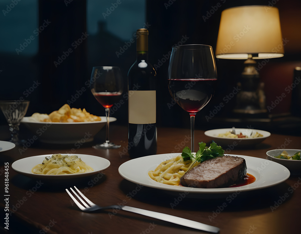 red wine and a beautiful dinner red wine and a beautiful dinner