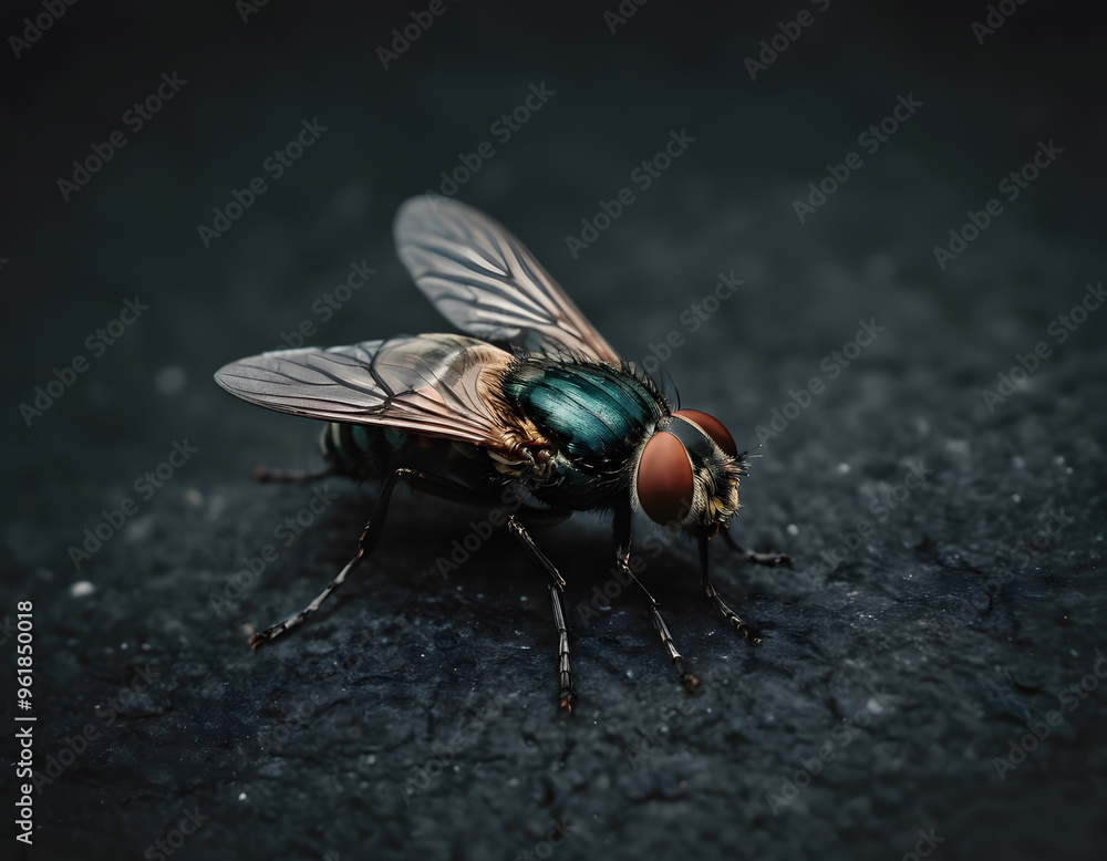 close-up shot of a black fly close-up shot of a black fly