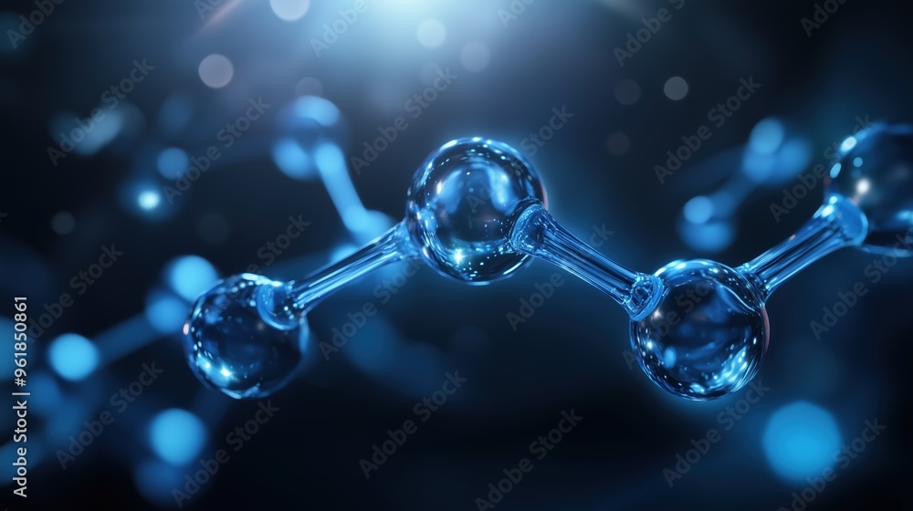 Close-up 3D rendering of a blue chemical structure on a dark background, representing abstract science and molecular research concepts. The intricate details of the chemical bonds and atoms highlight Close-up 3D rendering of a blue chemical structure on a dark background, representing abstract science and molecular research concepts. The intricate details of the chemical bonds and atoms highlight