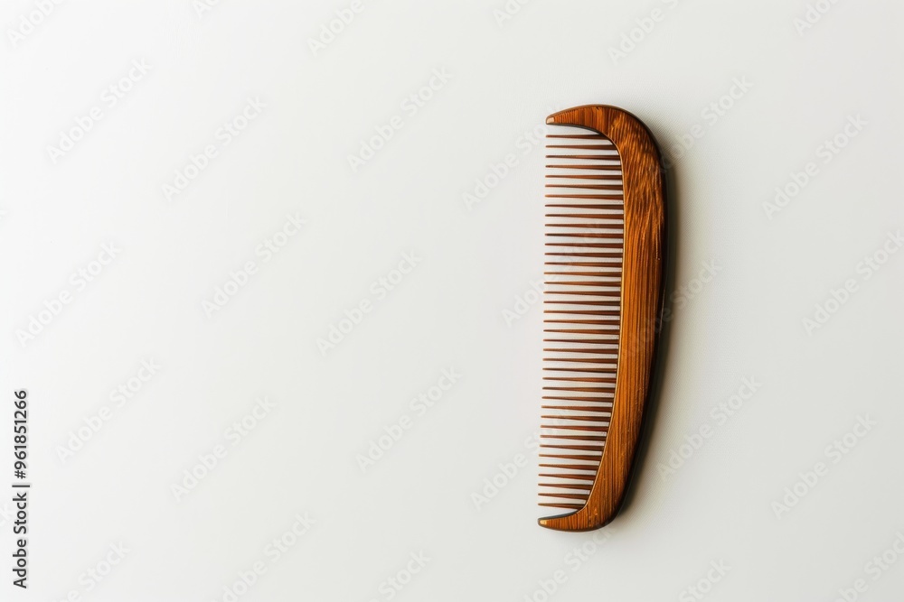 Wooden comb lying on a light clean surface in natural light Wooden comb lying on a light clean surface in natural light