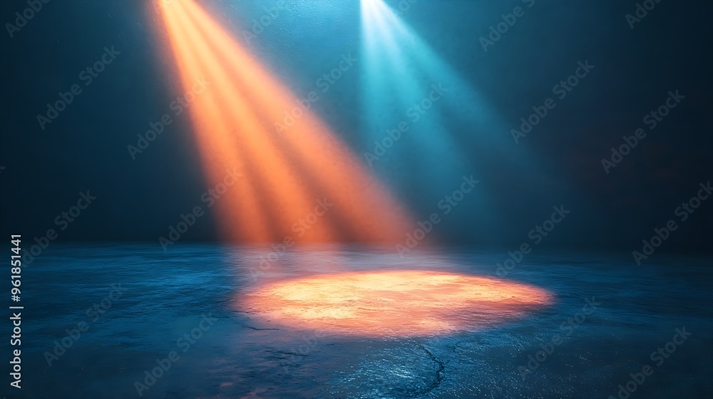 Intense lighting from spotlight shining on center dramatic stage wallpaper Intense lighting from spotlight shining on center dramatic stage wallpaper