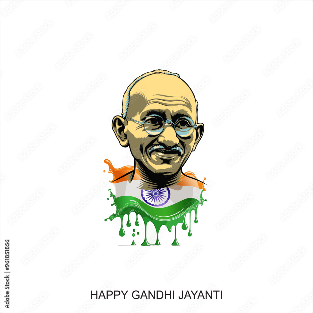Fototapeta premium Gandhi Jayanti is an event celebrated in India to mark the birth anniversary of Mahatma Gandhi, vector design