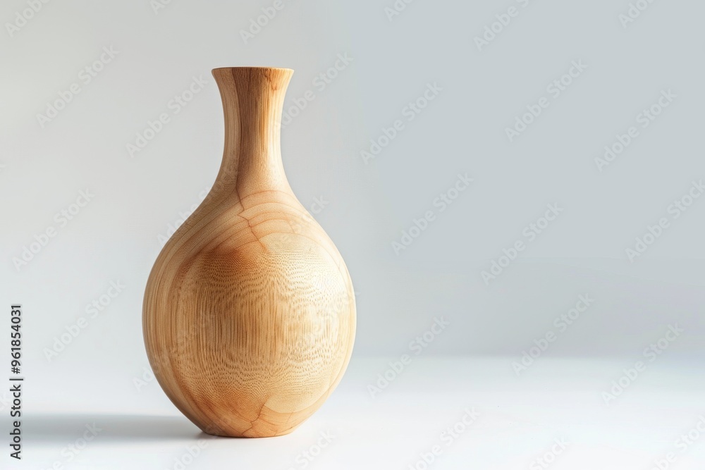 Elegant wooden vase on a minimalistic background Elegant wooden vase on a minimalistic background