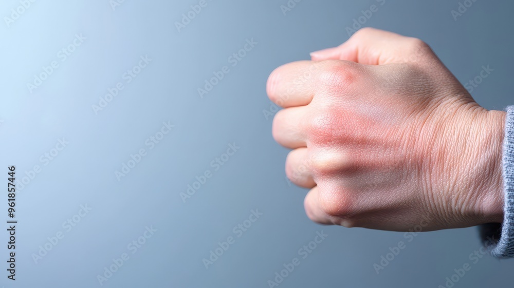 A close-up of a clenched fist against a soft blue background, symbolizing strength, determination, and readiness for action. A close-up of a clenched fist against a soft blue background, symbolizing strength, determination, and readiness for action.