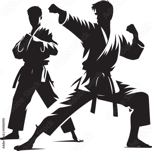 Karate silhouette vector illustration isolated on a white background